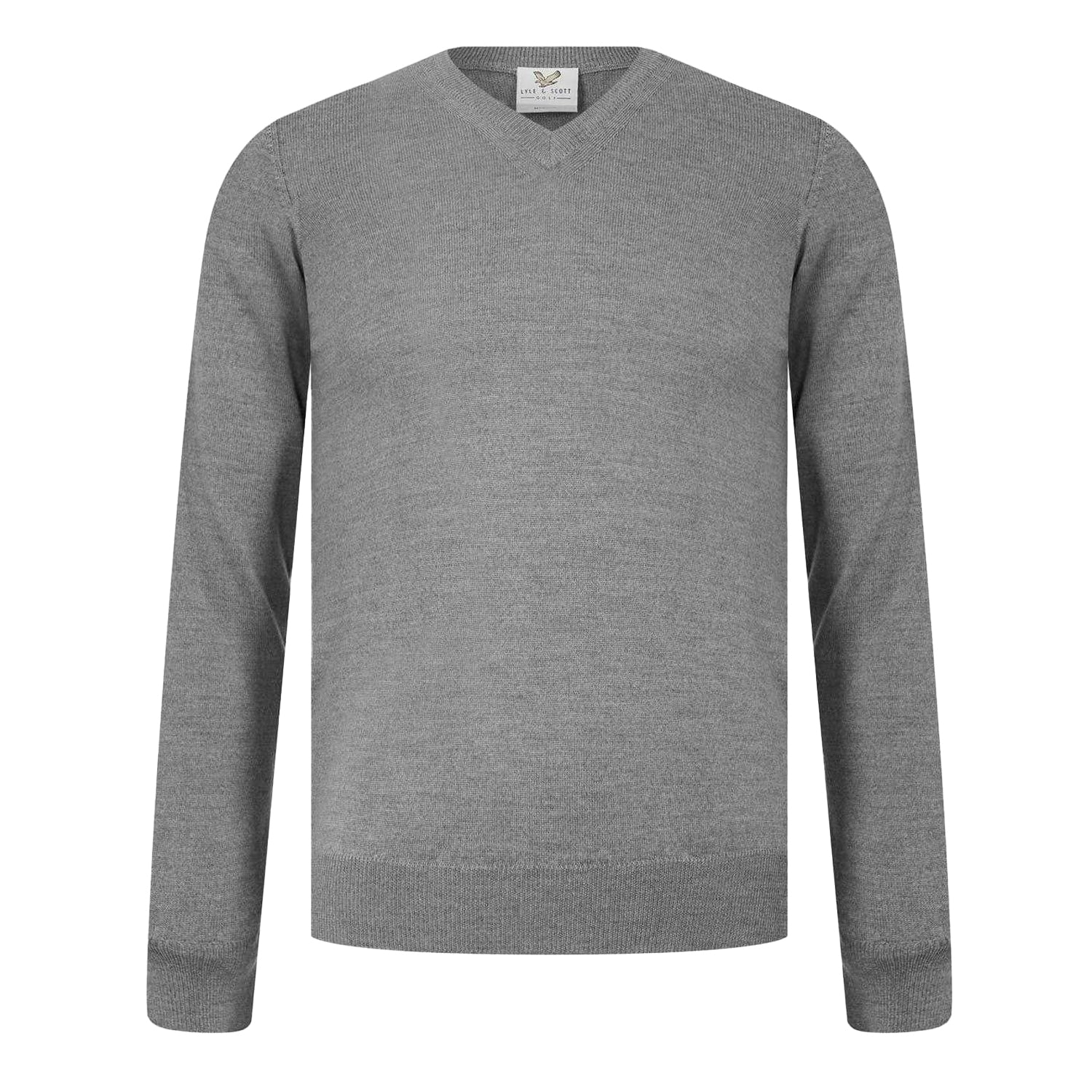 Grey Melange Marl - Front - Lyle & Scott Mens Merrick Knitted V Neck Pullover