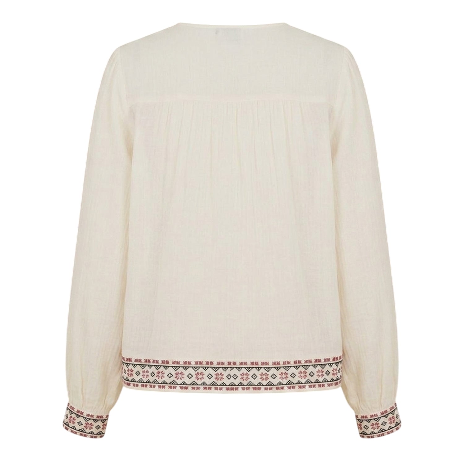 Cream - Back - Threadbare Womens-Ladies Reema Tie Neck Long-Sleeved Blouse
