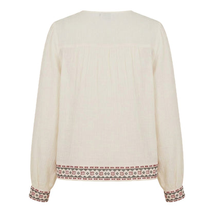Cream - Back - Threadbare Womens-Ladies Reema Tie Neck Long-Sleeved Blouse