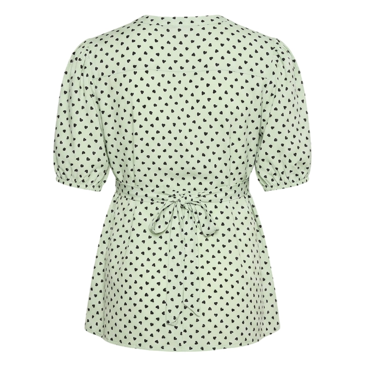 Cameo Green - Back - Mamalicious Womens-Ladies Hearts Maternity Puff Sleeve Blouse