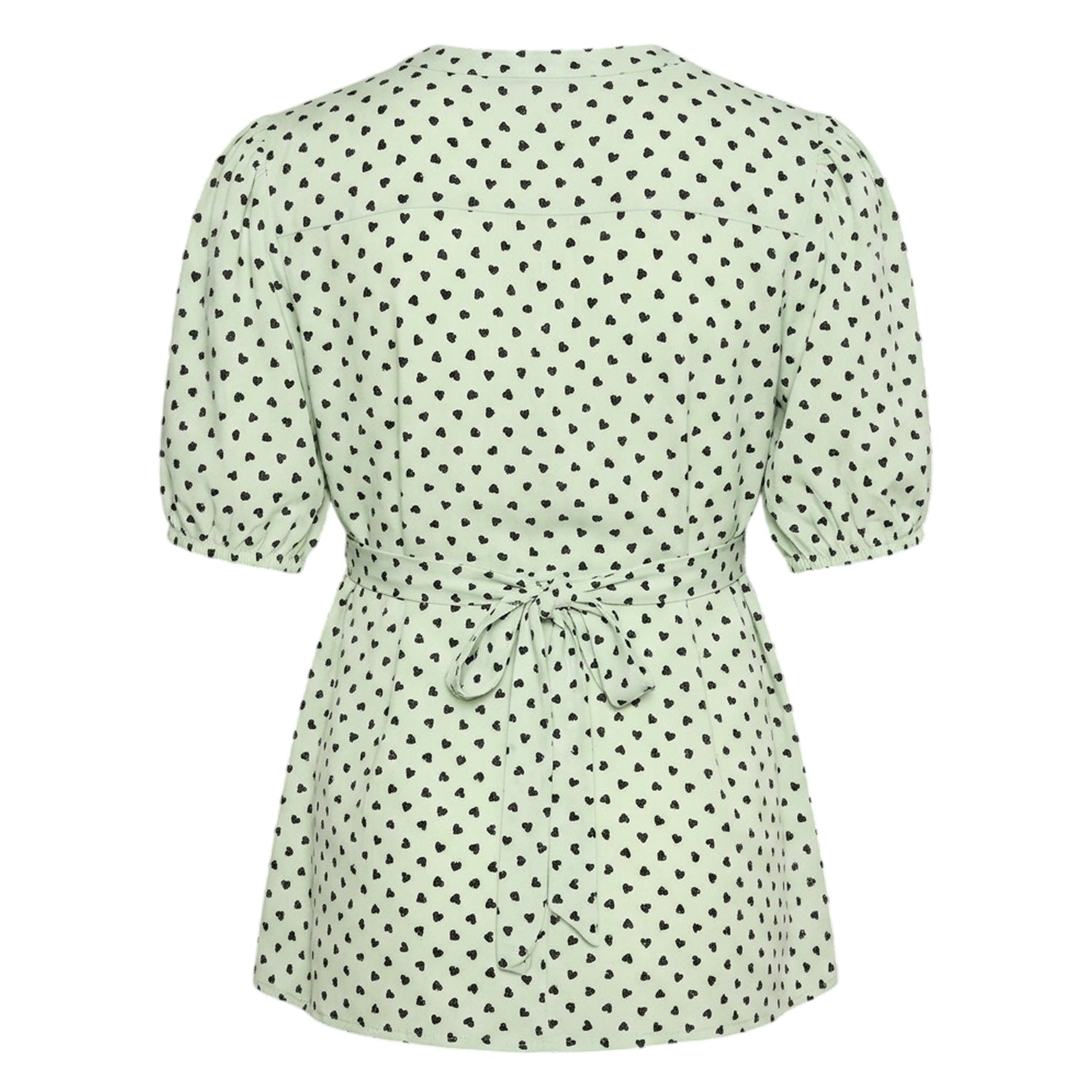 Cameo Green - Back - Mamalicious Womens-Ladies Hearts Maternity Puff Sleeve Blouse