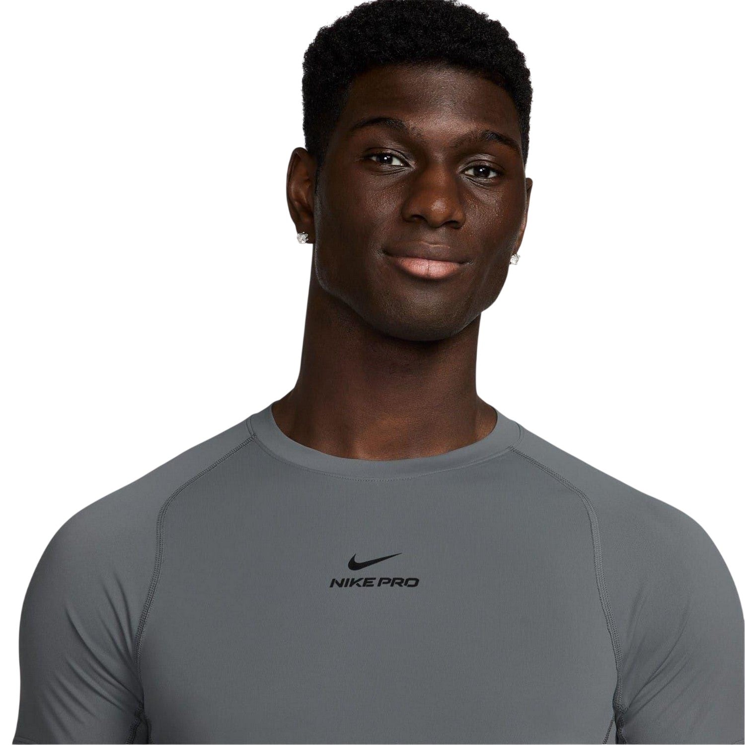 Smoke Grey - Side - Nike Mens Pro Dri-FIT Fitted Top