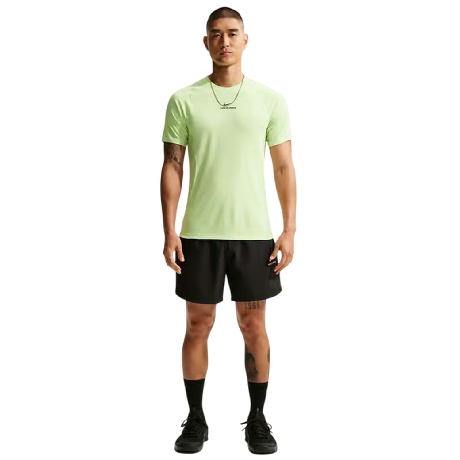 Lime - Side - Nike Mens Pro Dri-FIT Fitted Top