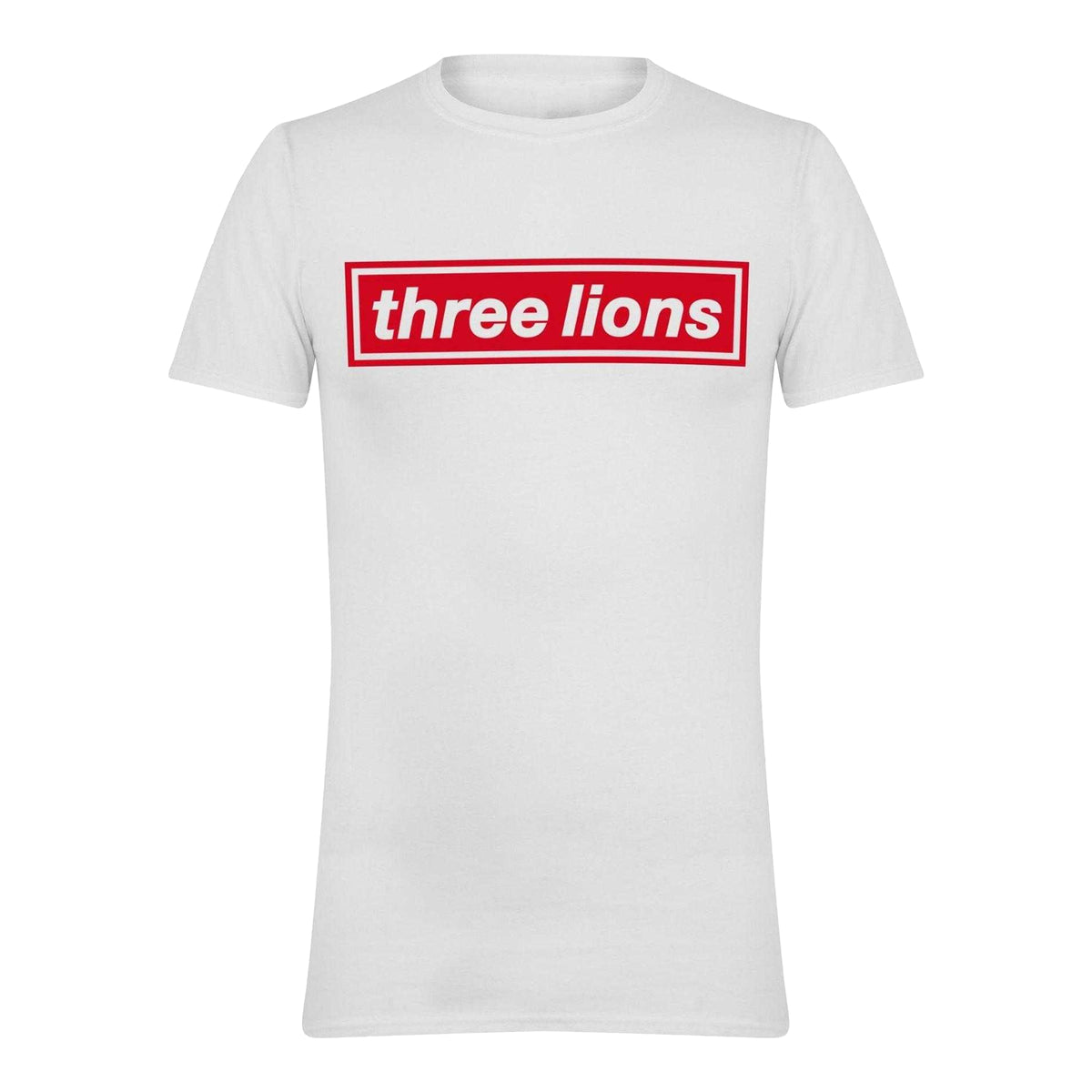 White - Front - England Unisex Adult Three Lions Regular T-Shirt