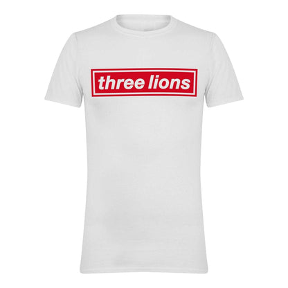 White - Front - England Unisex Adult Three Lions Regular T-Shirt