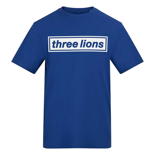 Blue - Front - England Unisex Adult Three Lions Regular T-Shirt