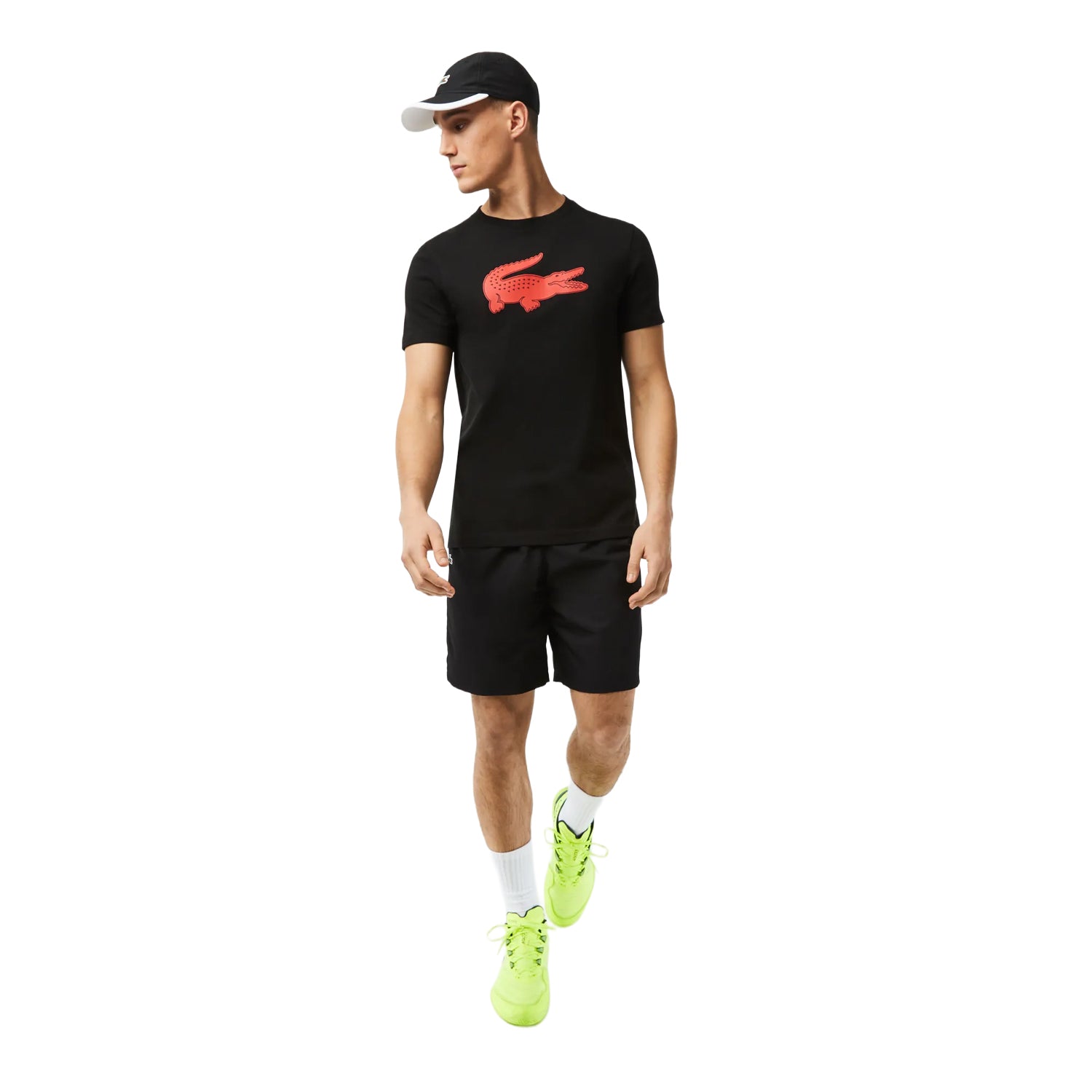 Black-Red - Lifestyle - Lacoste Mens Crocodile 3D Sport T-Shirt