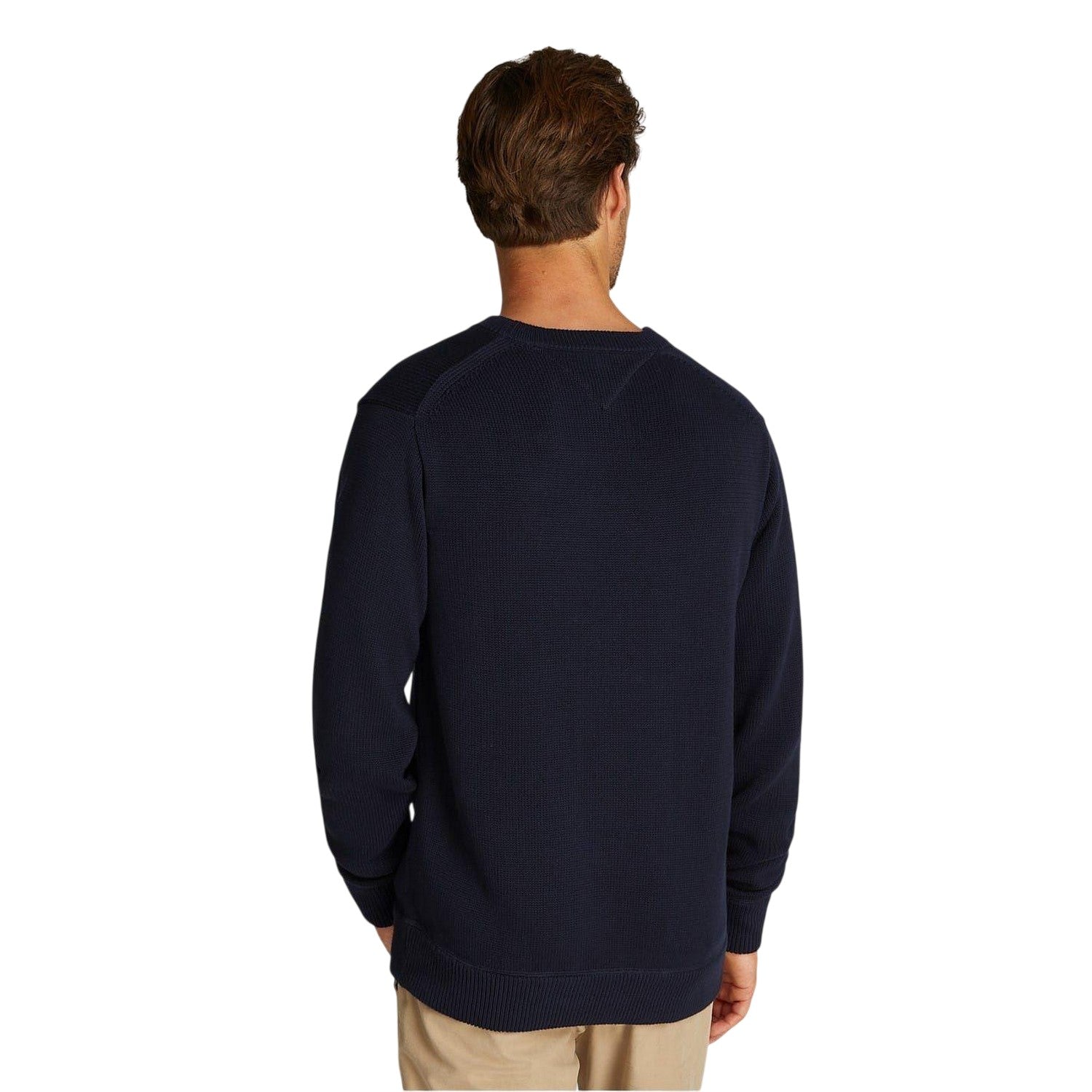 Sky Blue - Back - Tommy Hilfiger Mens Crew Neck Regular Long-Sleeved Jumper