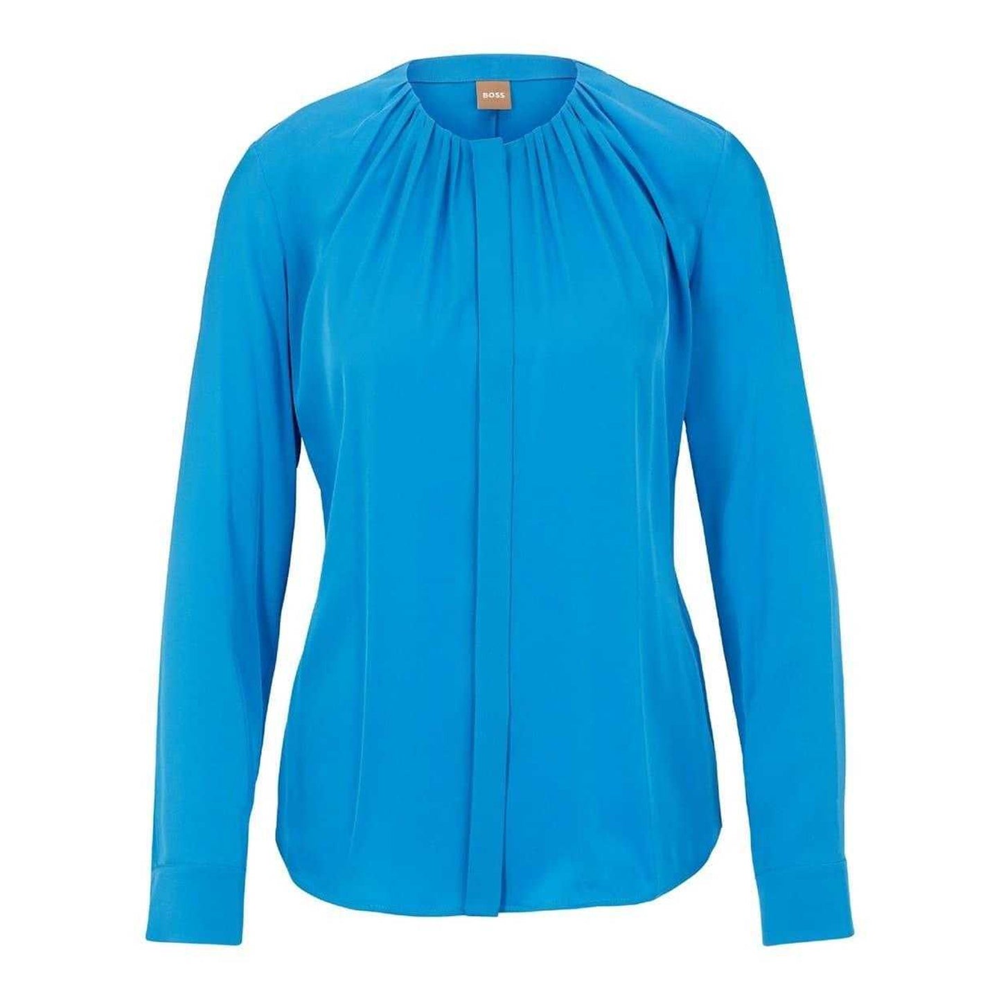 Bright Blue - Front - Boss Womens-Ladies Silk Regular Long-Sleeved Blouse