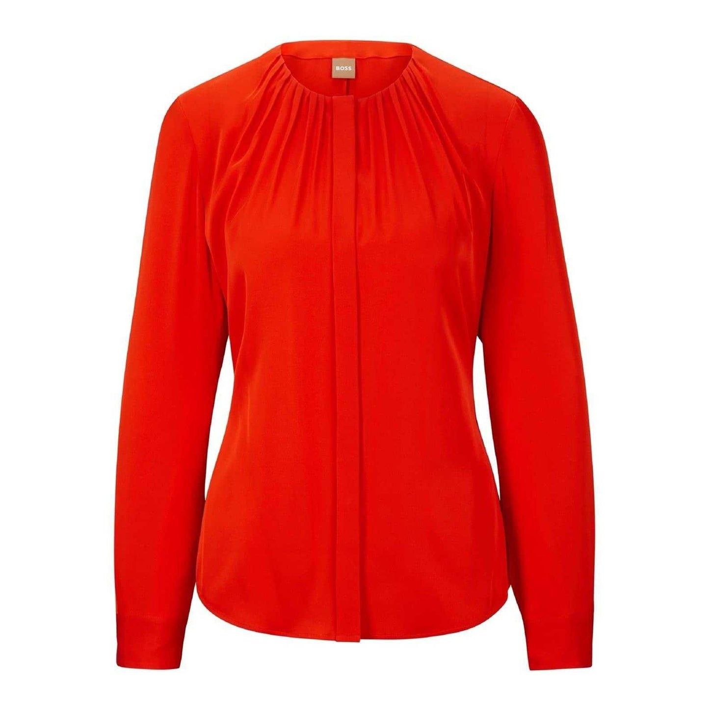 Bright Orange - Front - Boss Womens-Ladies Silk Regular Long-Sleeved Blouse