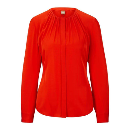 Bright Orange - Front - Boss Womens-Ladies Silk Regular Long-Sleeved Blouse