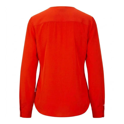 Bright Orange - Back - Boss Womens-Ladies Silk Regular Long-Sleeved Blouse
