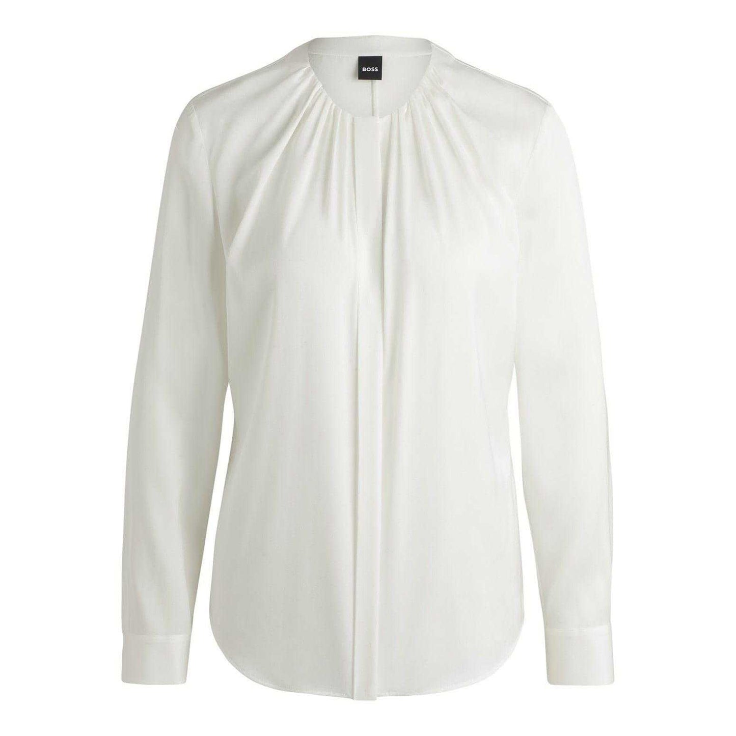 White - Front - Boss Womens-Ladies Silk Regular Long-Sleeved Blouse