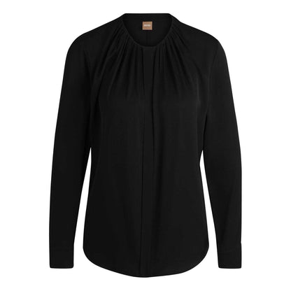 Black - Front - Boss Womens-Ladies Silk Regular Long-Sleeved Blouse