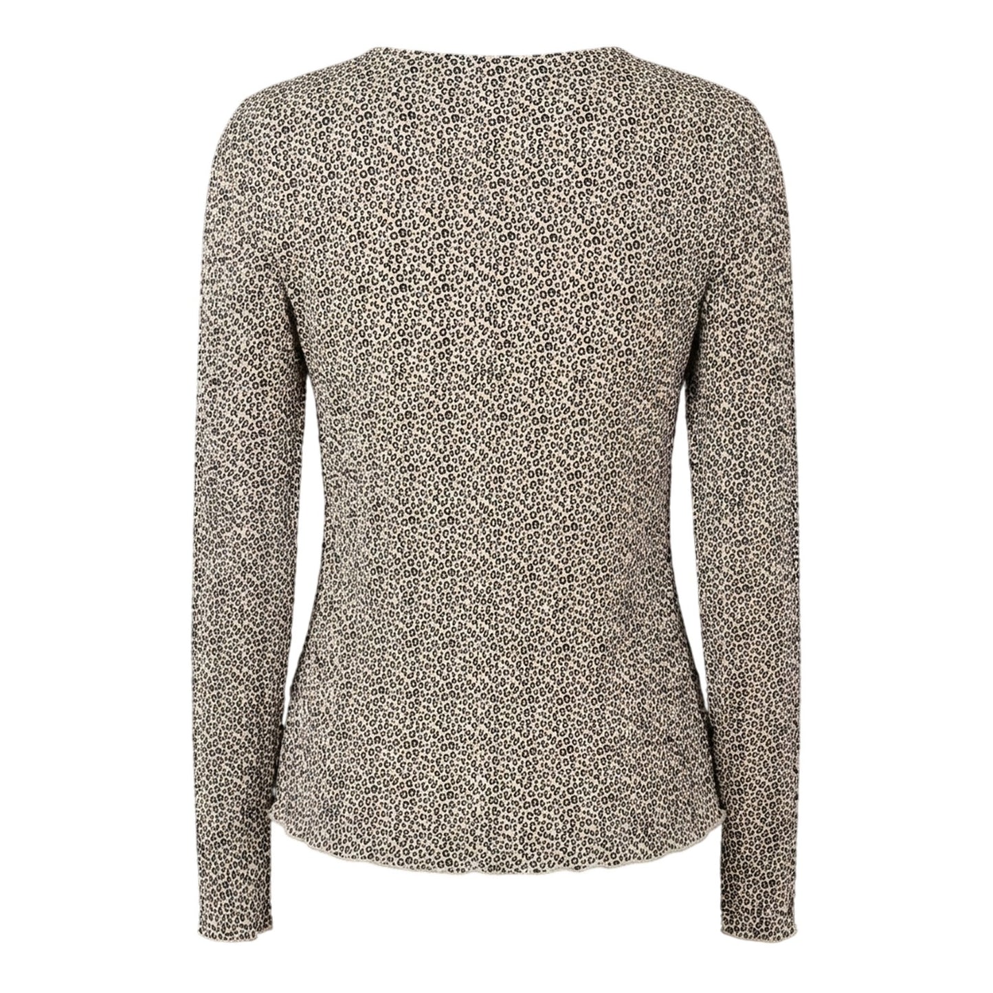 Natural - Back - Pieces Womens-Ladies Crew Neck Relaxed Fit Long-Sleeved Blouse
