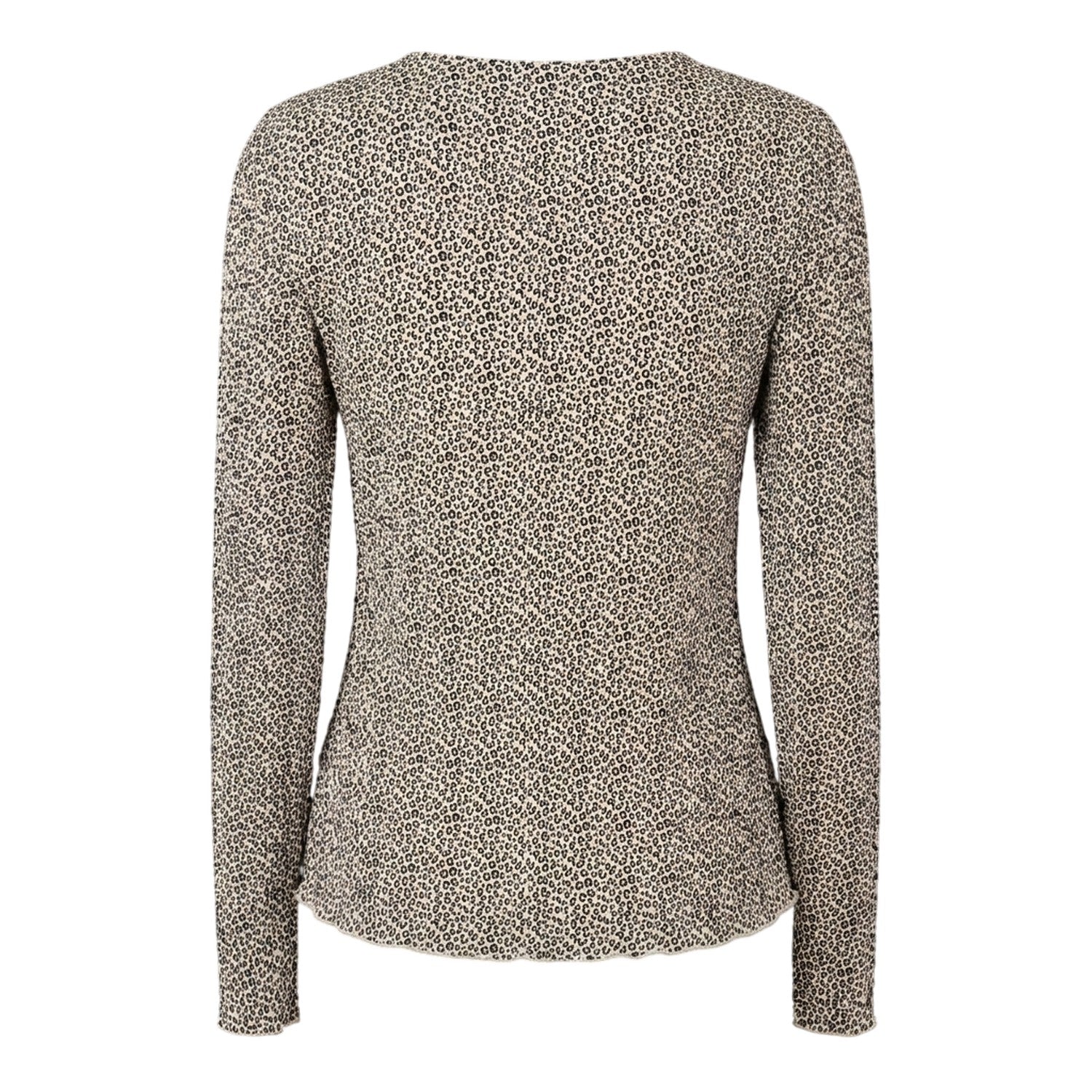 Natural - Back - Pieces Womens-Ladies Crew Neck Relaxed Fit Long-Sleeved Blouse
