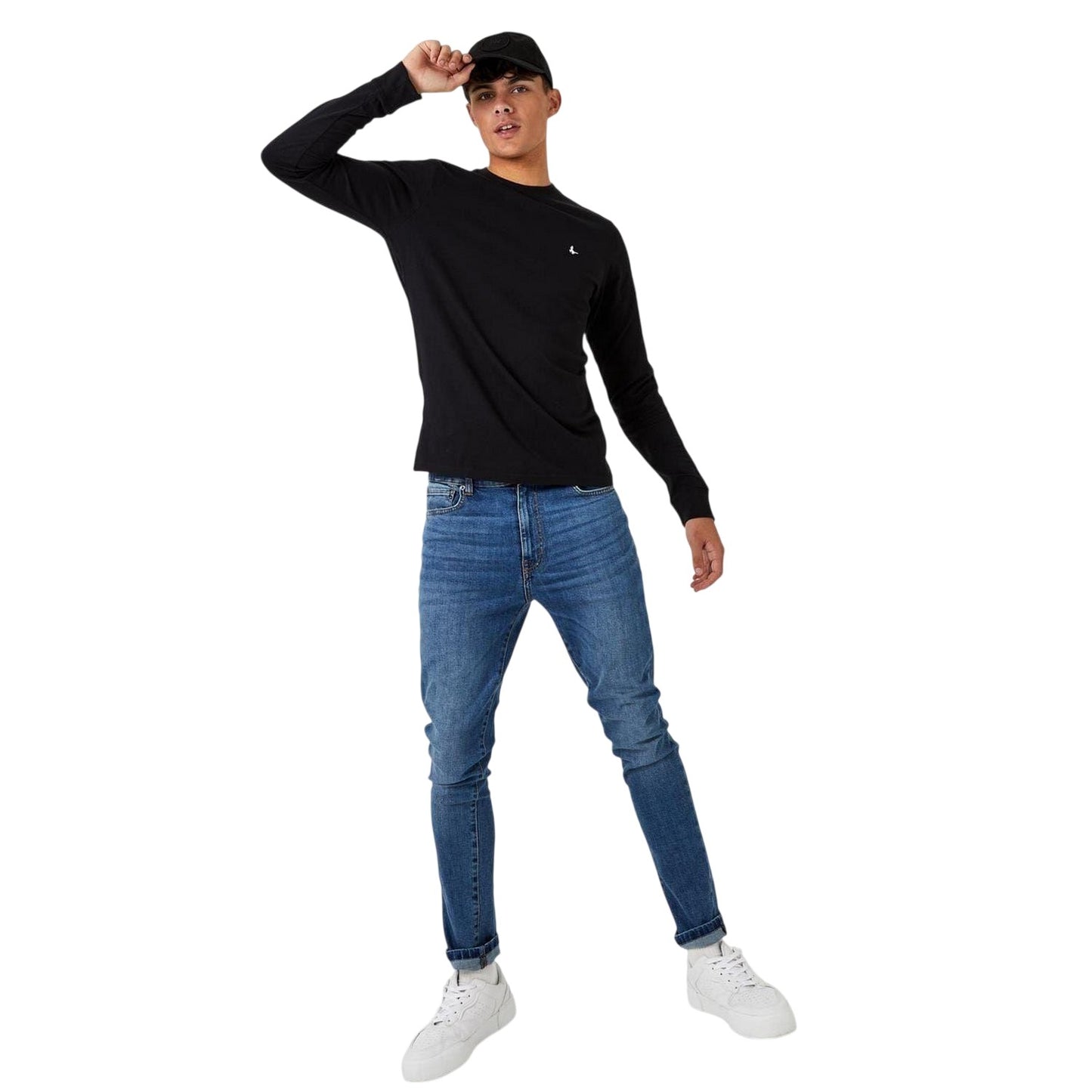 Black - Side - Jack Wills Mens Sandleford Crew Neck Long-Sleeved T-Shirt