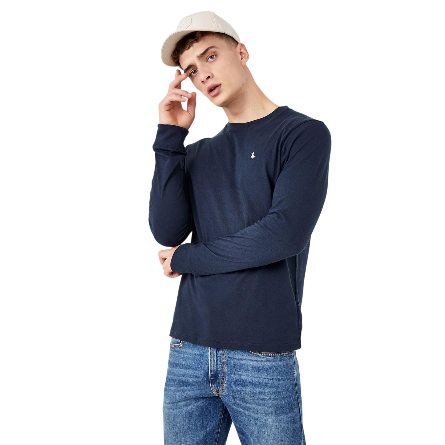 Navy - Back - Jack Wills Mens Sandleford Crew Neck Long-Sleeved T-Shirt