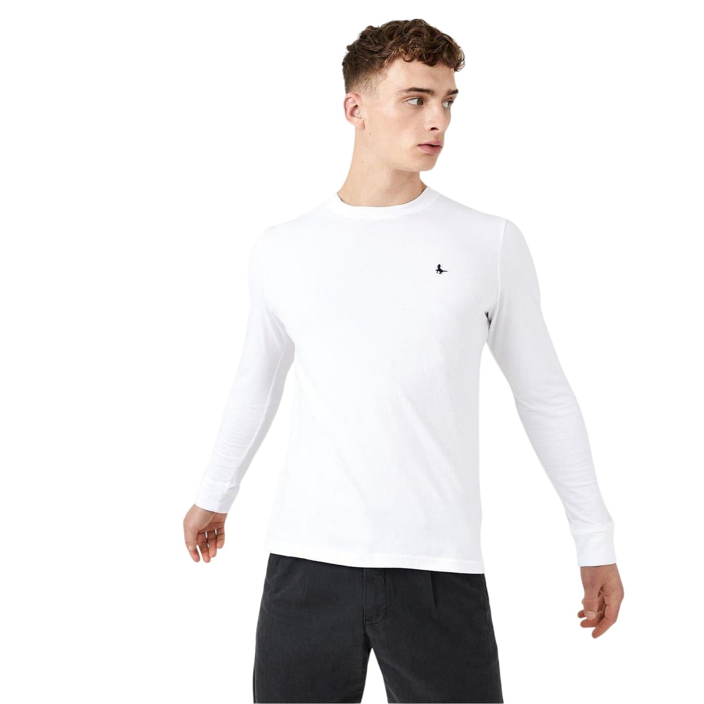White - Side - Jack Wills Mens Sandleford Crew Neck Long-Sleeved T-Shirt