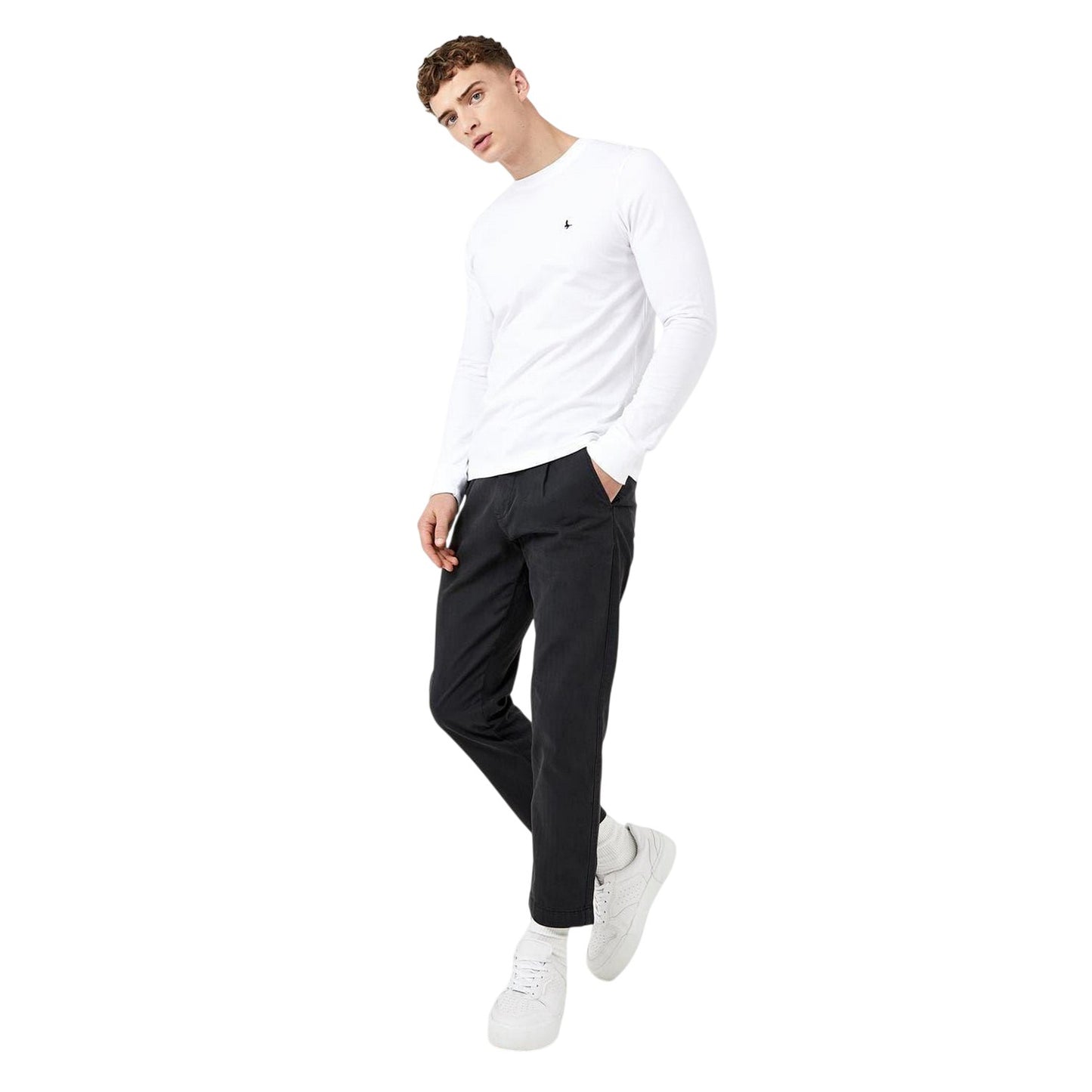 White - Lifestyle - Jack Wills Mens Sandleford Crew Neck Long-Sleeved T-Shirt