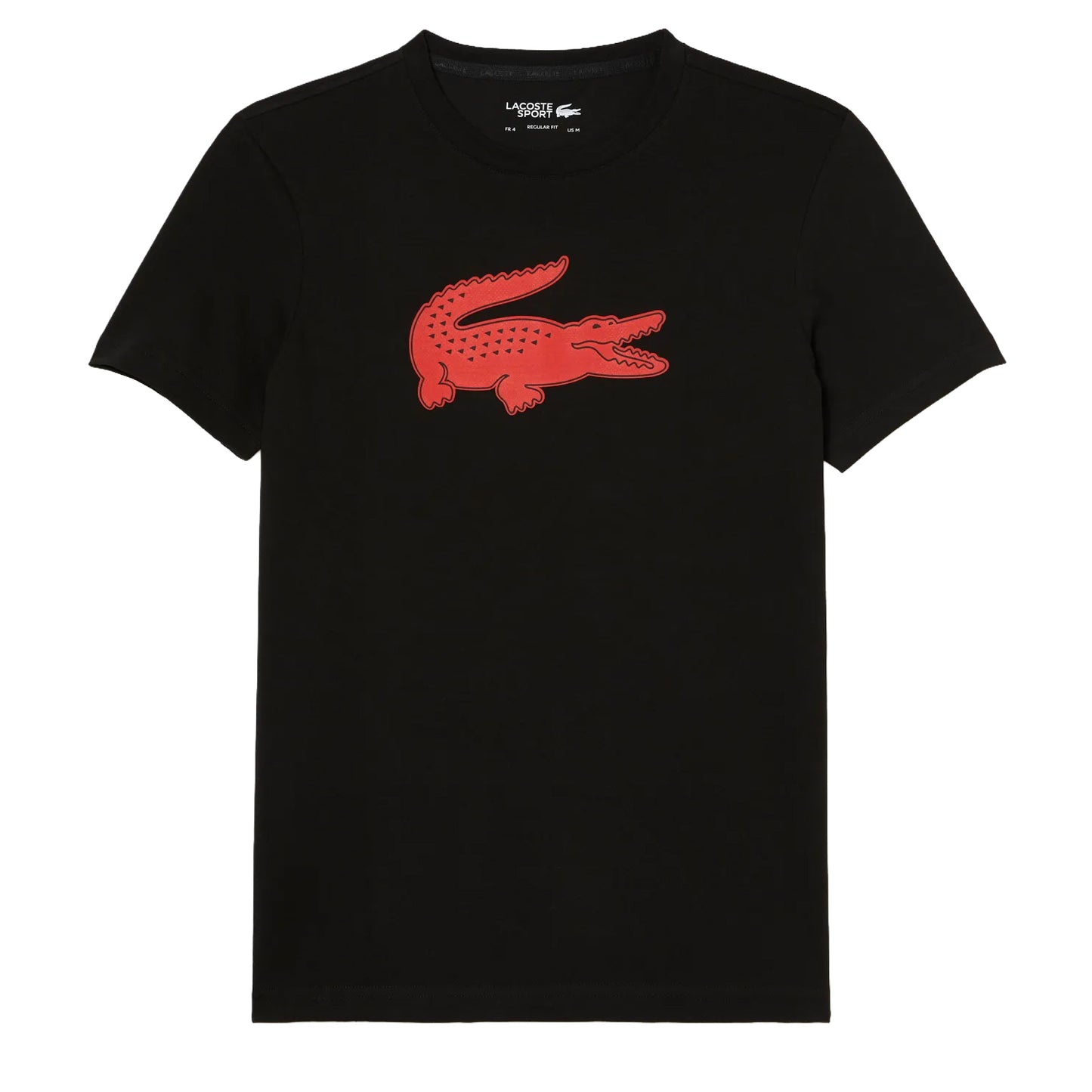 Black-Red - Front - Lacoste Mens Crocodile 3D Sport T-Shirt