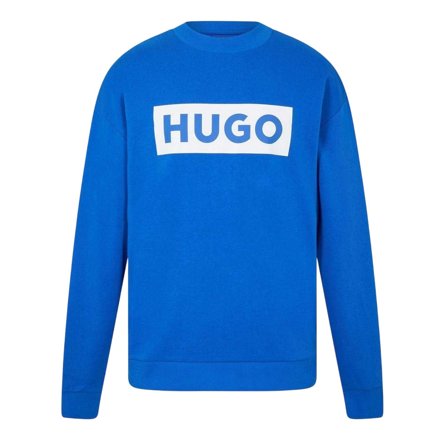 Blue - Front - Hugo Mens Niero Box Logo Crew Neck Sweatshirt