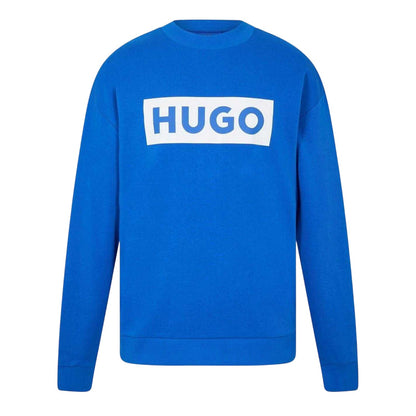 Blue - Front - Hugo Mens Niero Box Logo Crew Neck Sweatshirt