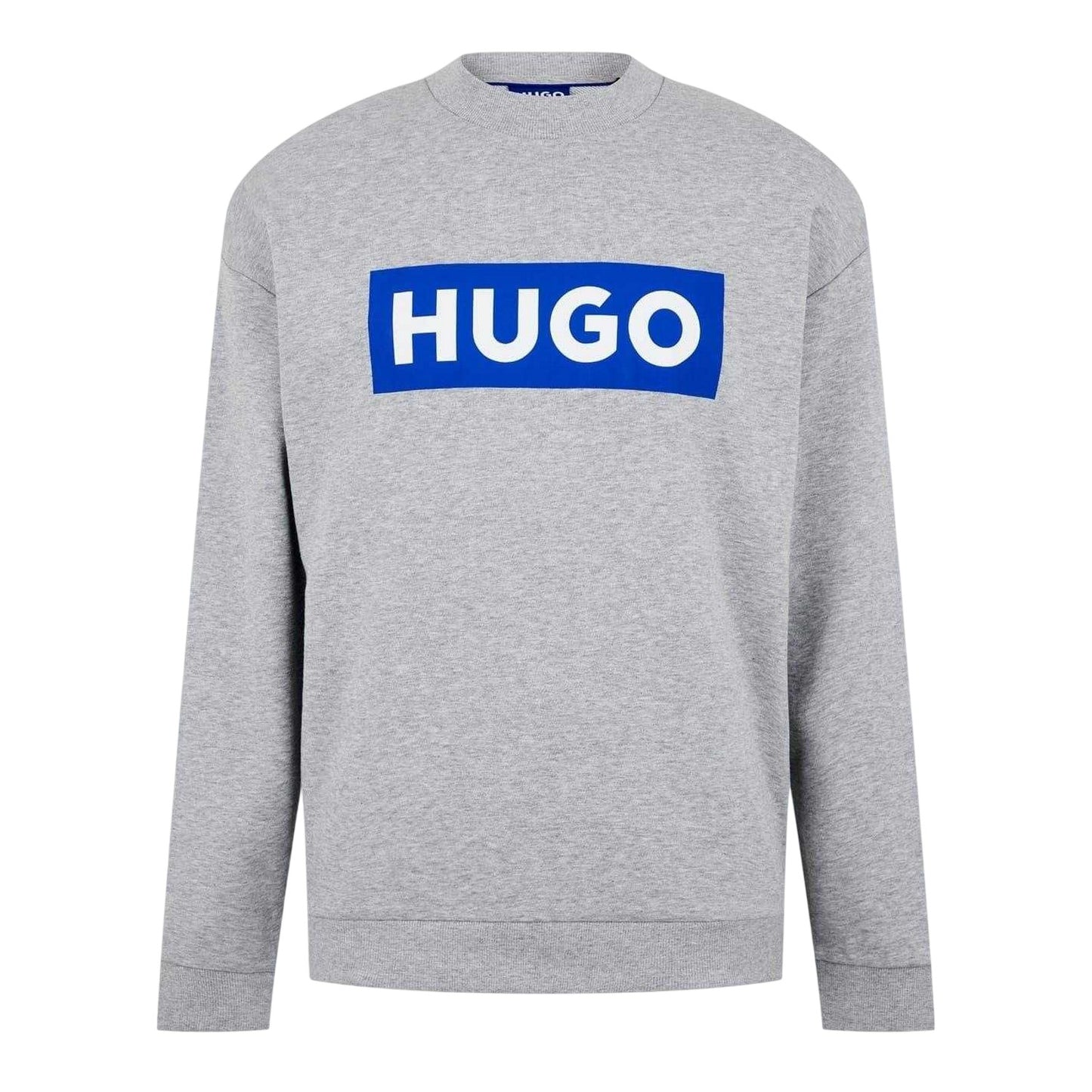 Grey Marl - Front - Hugo Mens Niero Box Logo Crew Neck Sweatshirt