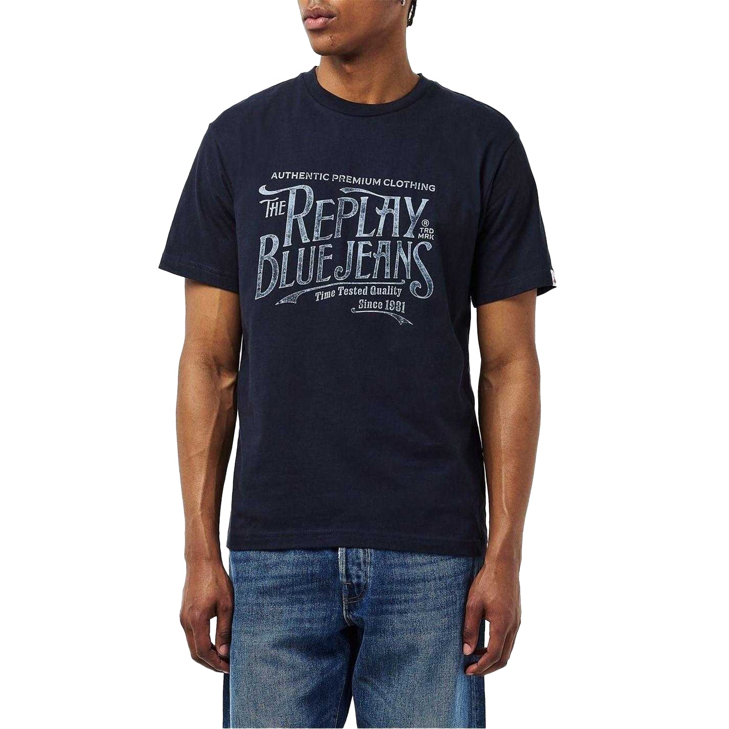 Navy - Lifestyle - Replay Mens Blue Jeans T-Shirt