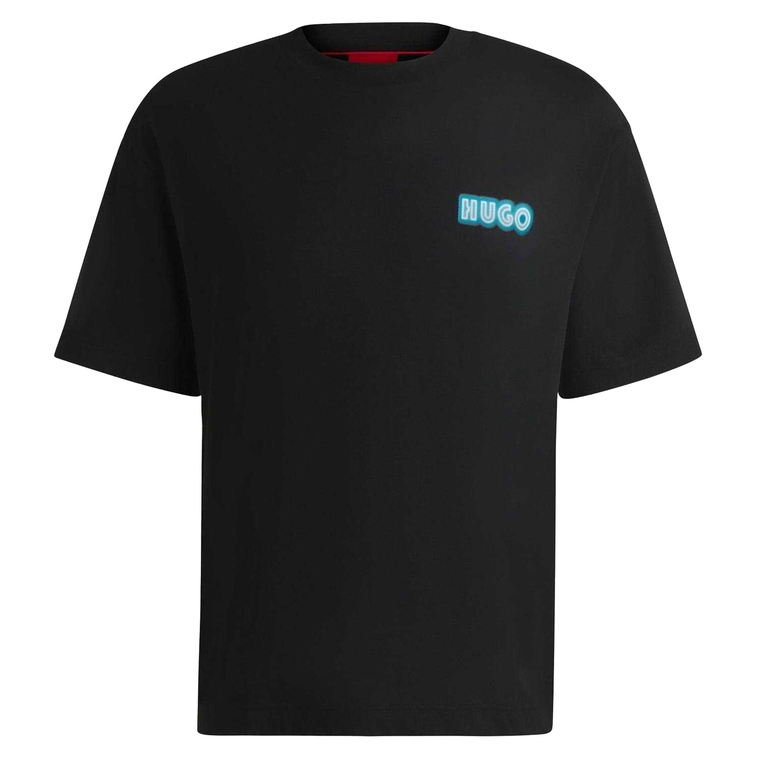 Black - Front - Hugo Mens Duwood Back Print Cotton Regular T-Shirt