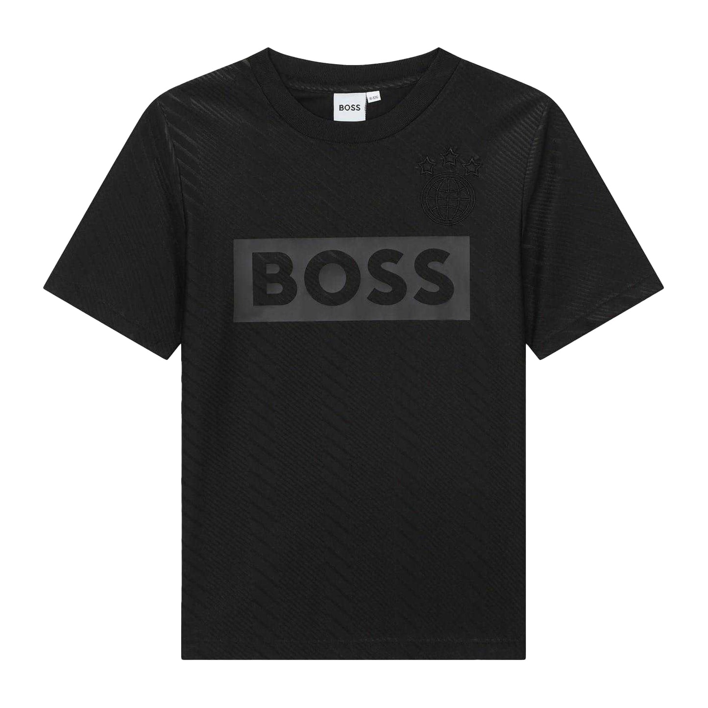Black - Front - Boss Childrens-Kids Globe Crew Neck Regular T-Shirt