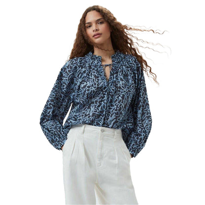 Navy Floral - Side - French Connection Womens-Ladies Floral Relaxed Fit Blouse