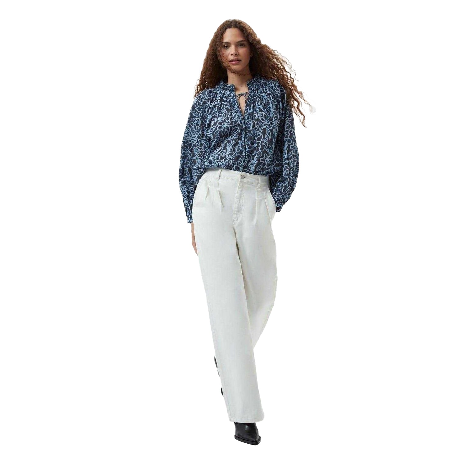 Navy Floral - Lifestyle - French Connection Womens-Ladies Floral Relaxed Fit Blouse