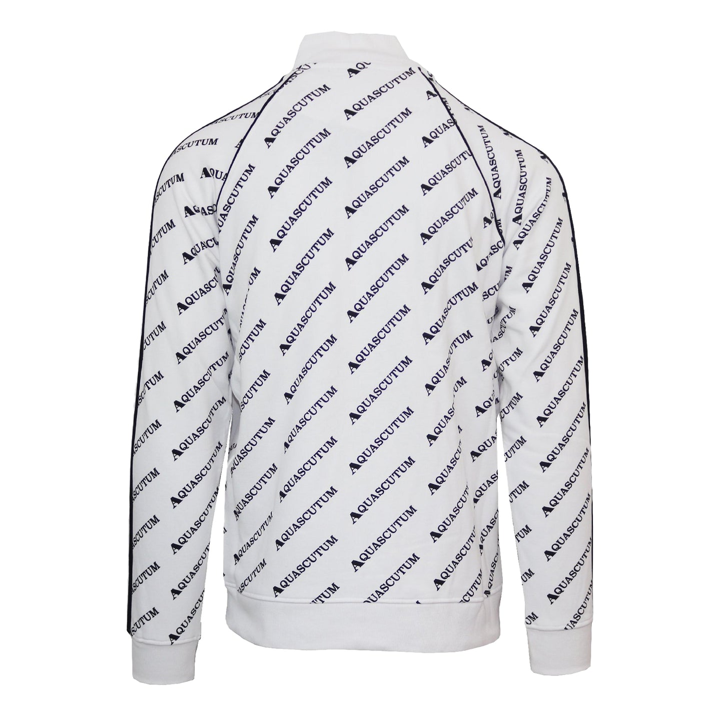 White - Back - Aquascutum Mens High Collar Raglan Track Jacket