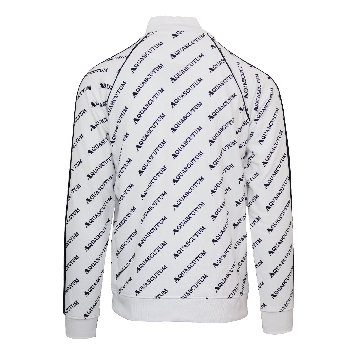 White - Back - Aquascutum Mens High Collar Raglan Track Jacket