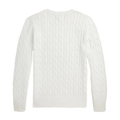 White - Back - Ralph Lauren Childrens-Kids Cable Knit Regular Long-Sleeved Jumper