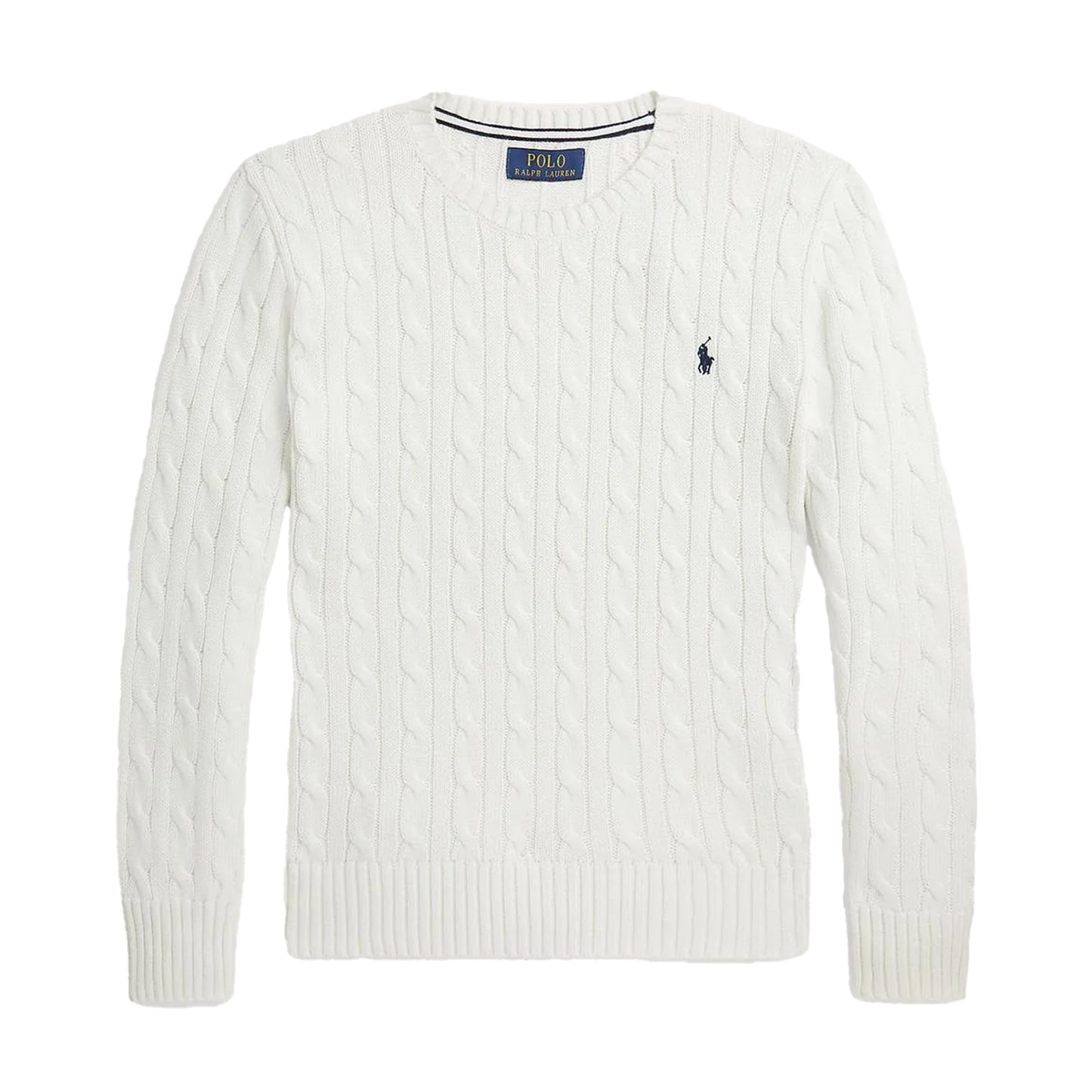 White - Front - Ralph Lauren Childrens-Kids Cable Knit Regular Long-Sleeved Jumper