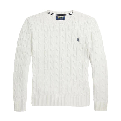 White - Front - Ralph Lauren Childrens-Kids Cable Knit Regular Long-Sleeved Jumper