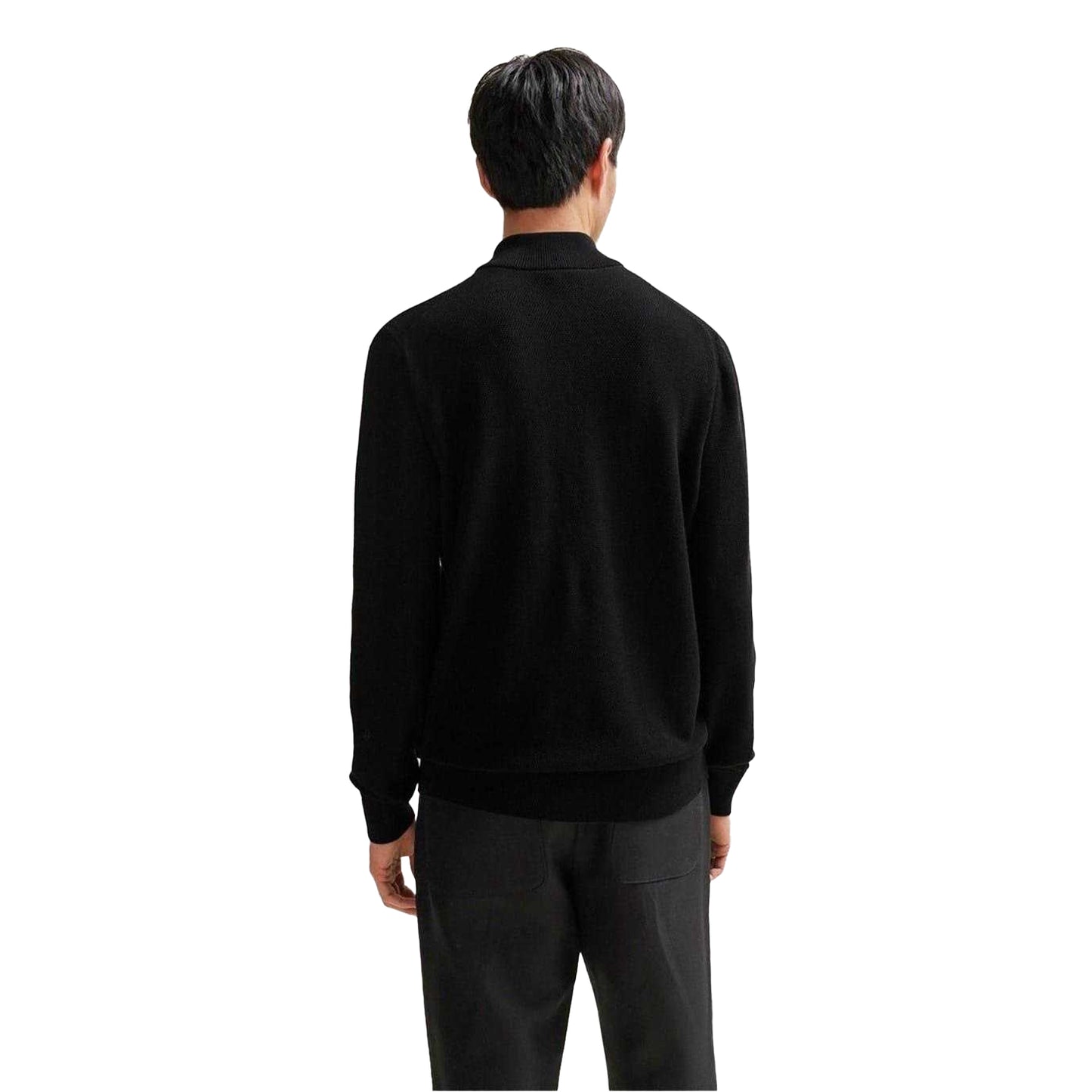 Black - Back - Boss Mens Ebrando-P Knitted Half Zip Jumper