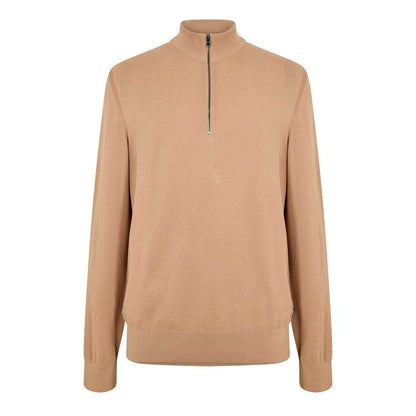 Medium Beige - Front - Boss Mens Ebrando-P Knitted Half Zip Jumper