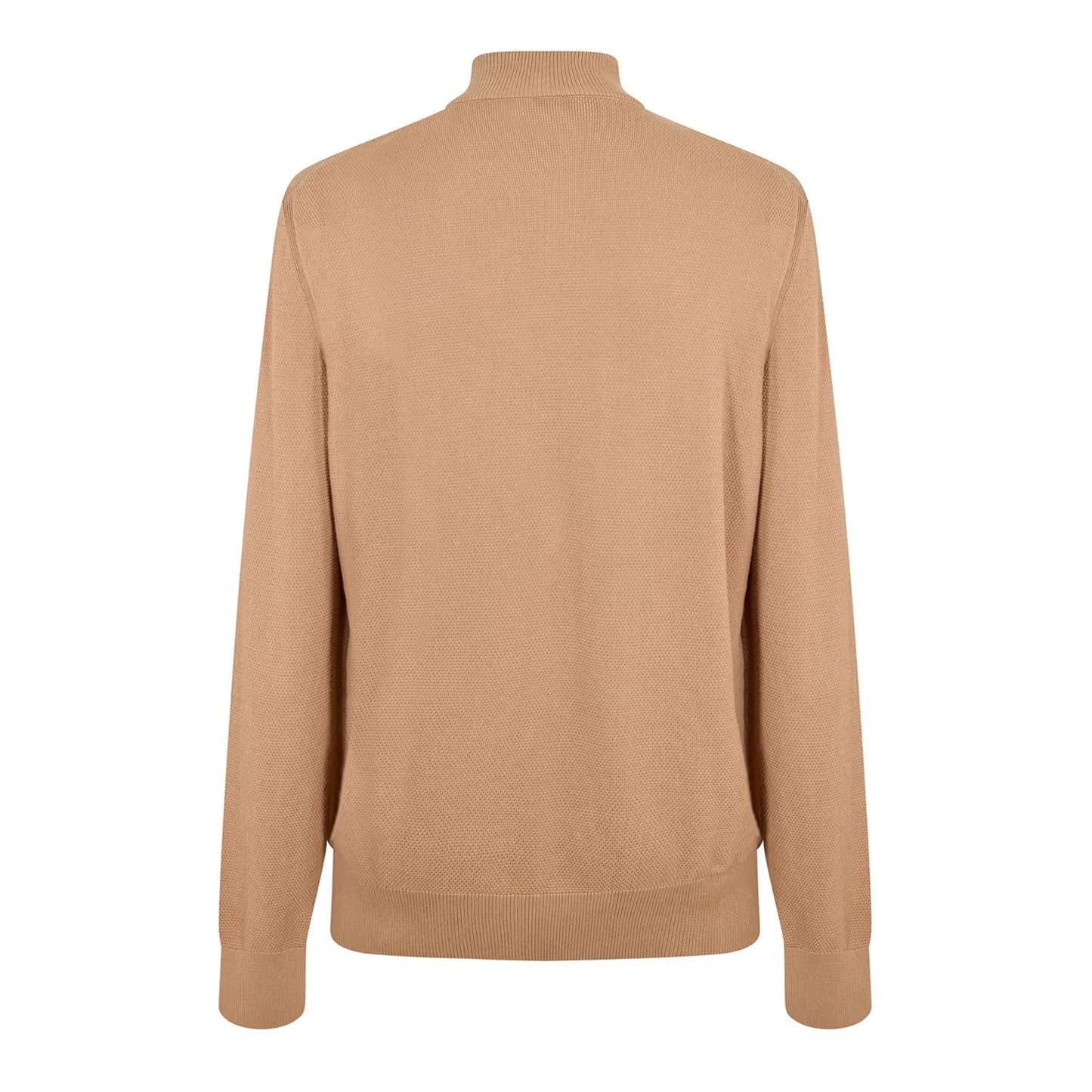 Medium Beige - Back - Boss Mens Ebrando-P Knitted Half Zip Jumper