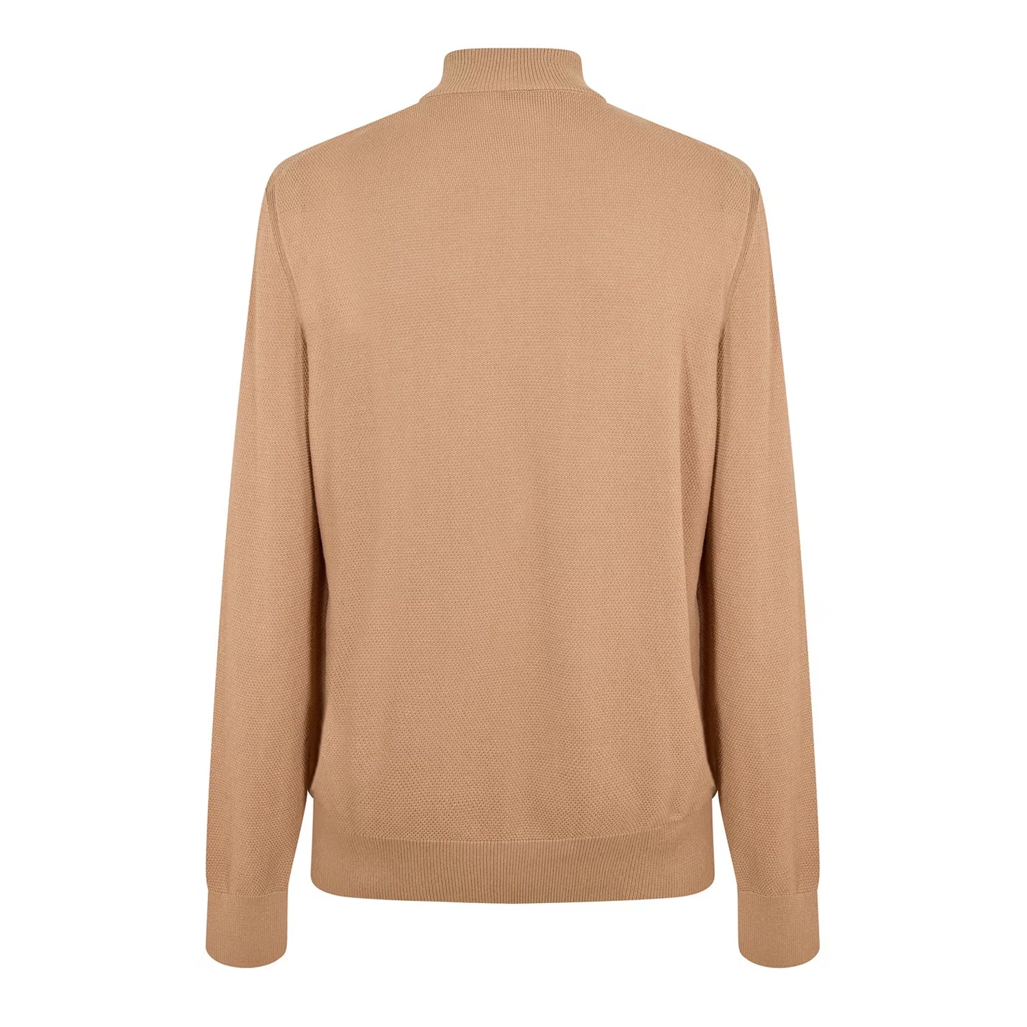 Medium Beige - Back - Boss Mens Ebrando-P Knitted Half Zip Jumper