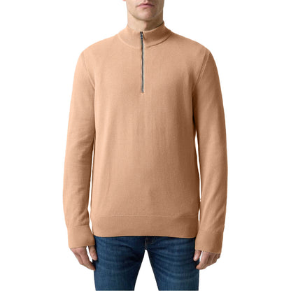 Medium Beige - Side - Boss Mens Ebrando-P Knitted Half Zip Jumper