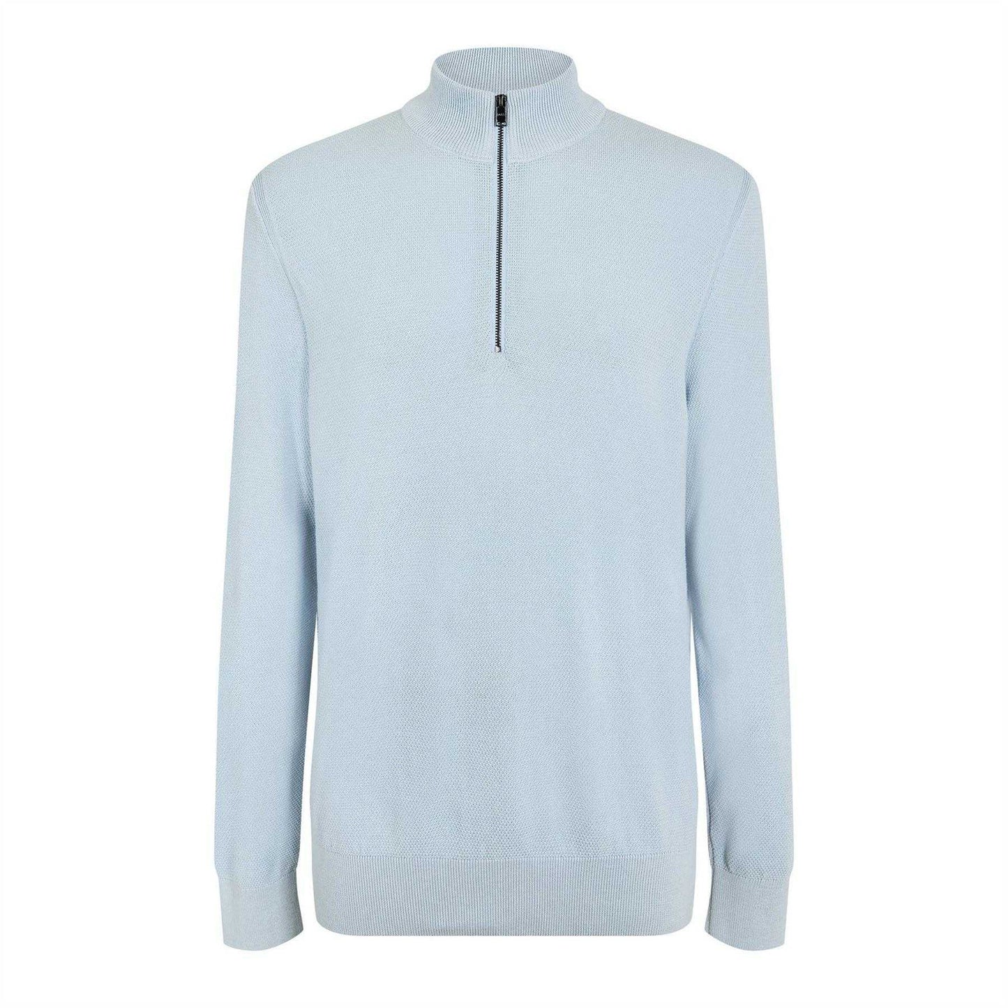 Pastel Blue - Front - Boss Mens Ebrando-P Knitted Half Zip Jumper