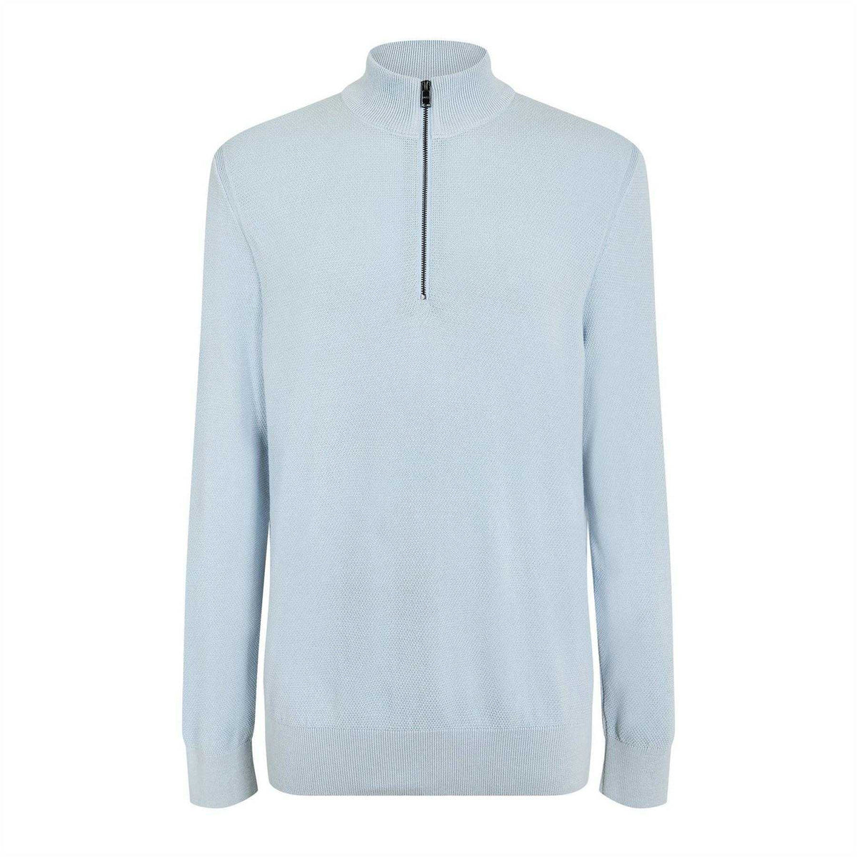Pastel Blue - Front - Boss Mens Ebrando-P Knitted Half Zip Jumper