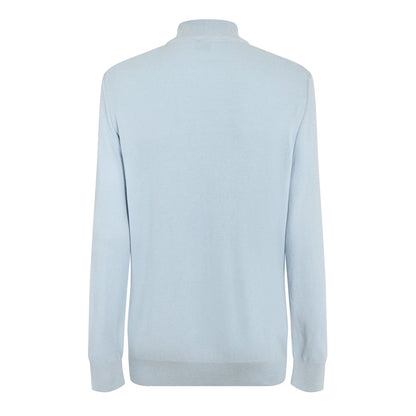 Pastel Blue - Back - Boss Mens Ebrando-P Knitted Half Zip Jumper