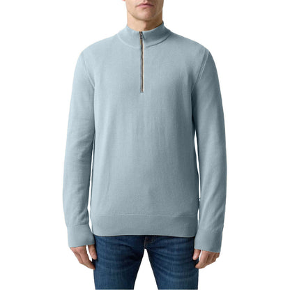 Pastel Blue - Side - Boss Mens Ebrando-P Knitted Half Zip Jumper