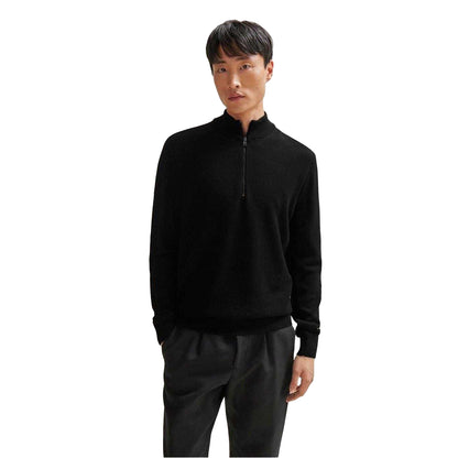 Black - Lifestyle - Boss Mens Ebrando-P Knitted Half Zip Jumper