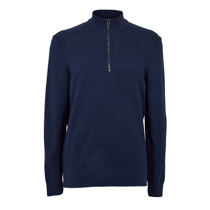 Dark Blue - Front - Boss Mens Ebrando-P Knitted Half Zip Jumper