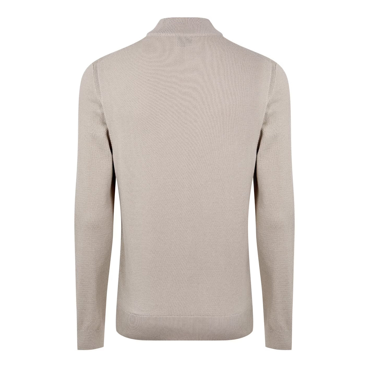 Light Beige - Side - Boss Mens Ebrando-P Knitted Half Zip Jumper